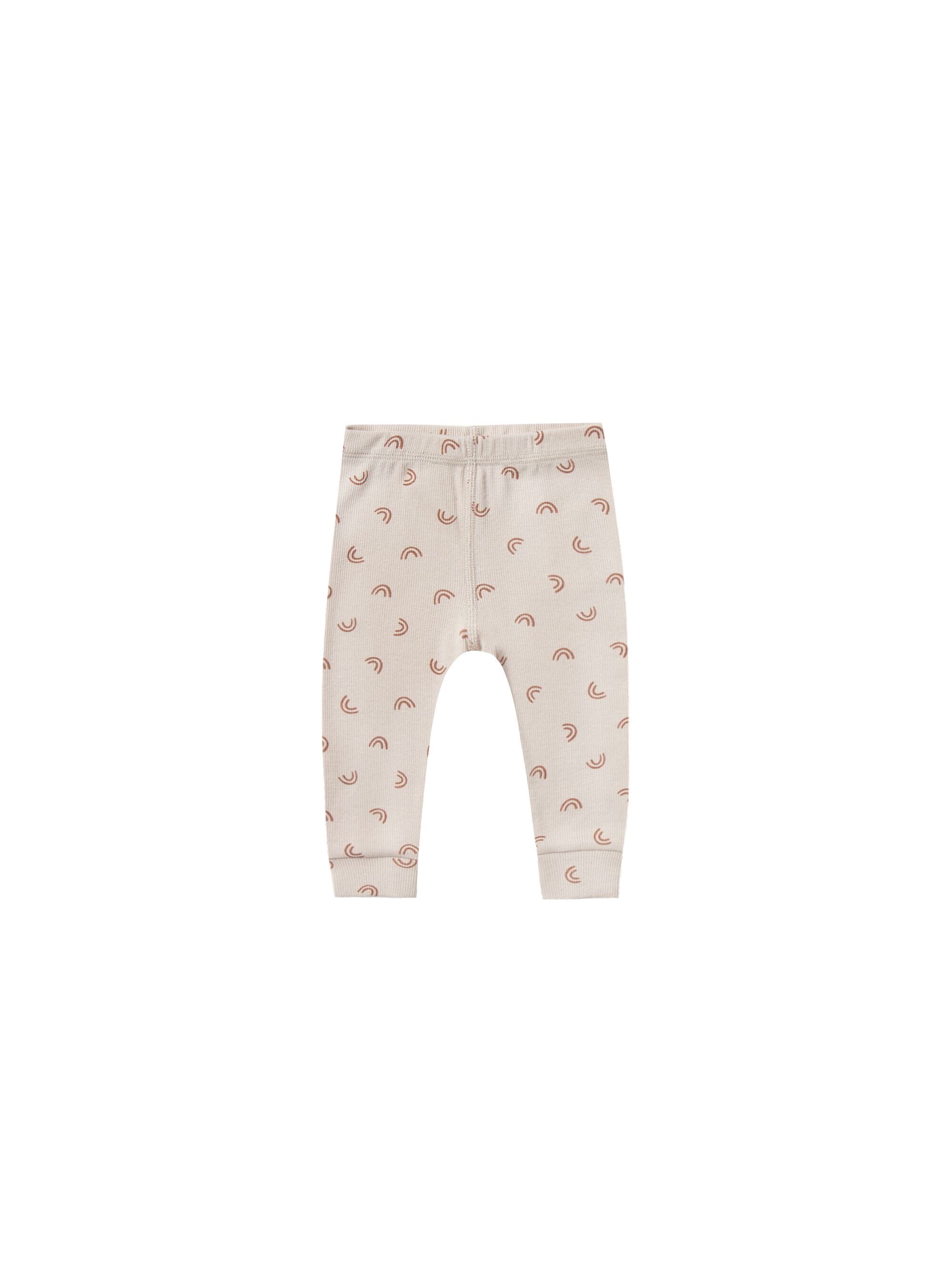 Quincy Mae Ribbed LS Pants Pebble Rainbow